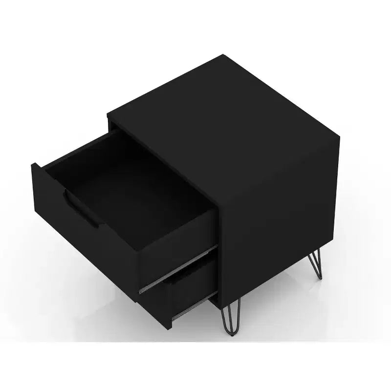 Cassettiera e Comodino Moderni Mid-Century Bianchi/Neri/Marrone, Set da 2 Pezzi