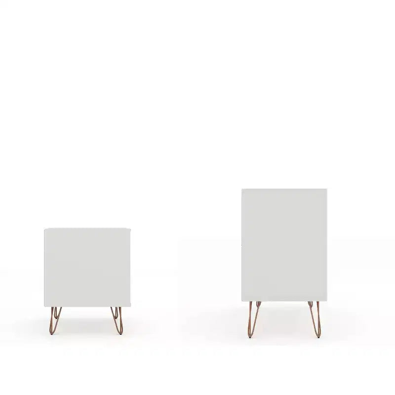 Cassettiera e Comodino Moderni Mid-Century Bianchi/Neri/Marrone, Set da 2 Pezzi