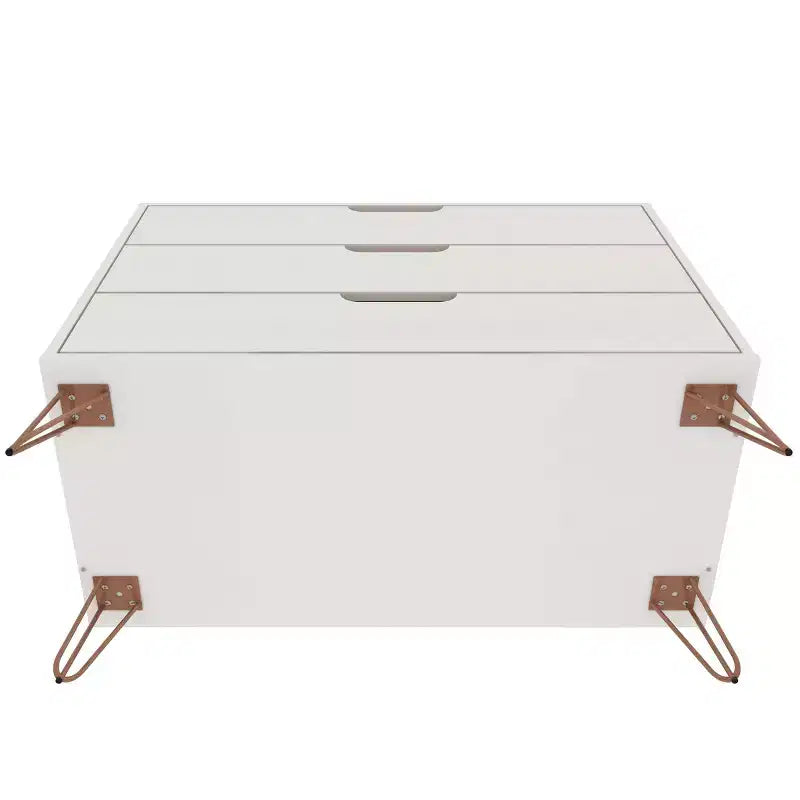 Cassettiera e Comodino Moderni Mid-Century Bianchi/Neri/Marrone, Set da 2 Pezzi
