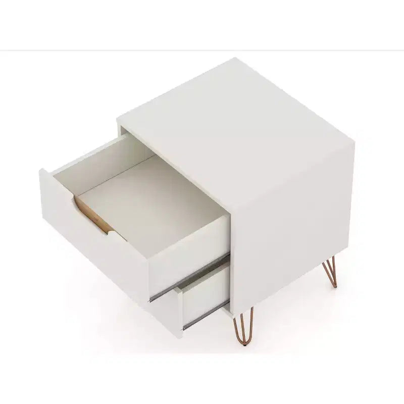 Cassettiera e Comodino Moderni Mid-Century Bianchi/Neri/Marrone, Set da 2 Pezzi