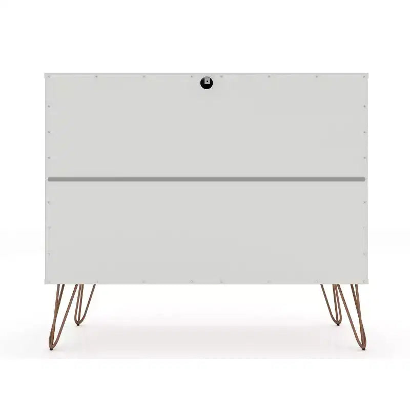 Cassettiera e Comodino Moderni Mid-Century Bianchi/Neri/Marrone, Set da 2 Pezzi