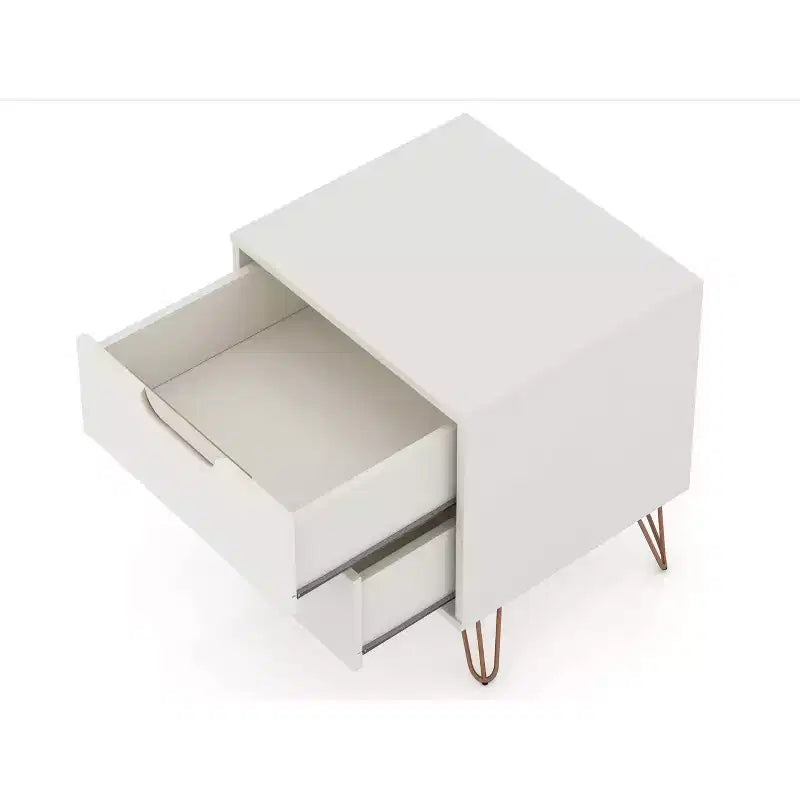 Cassettiera e Comodino Moderni Mid-Century Bianchi/Neri/Marrone, Set da 2 Pezzi