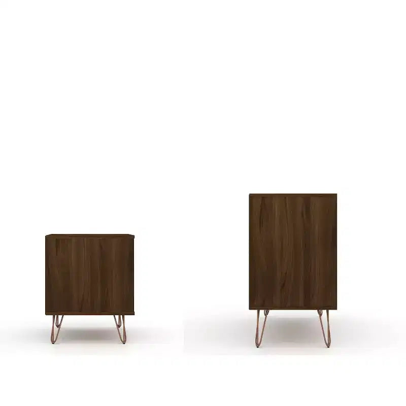 Cassettiera e Comodino Moderni Mid-Century Bianchi/Neri/Marrone, Set da 2 Pezzi