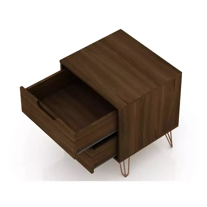 Cassettiera e Comodino Moderni Mid-Century Bianchi/Neri/Marrone, Set da 2 Pezzi