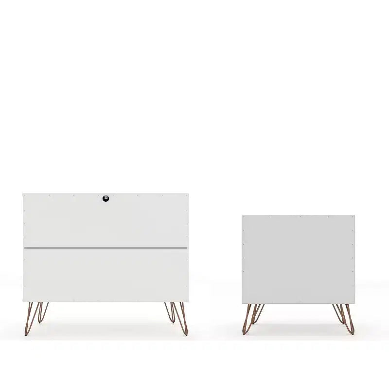 Cassettiera e Comodino Moderni Mid-Century Bianchi/Neri/Marrone, Set da 2 Pezzi
