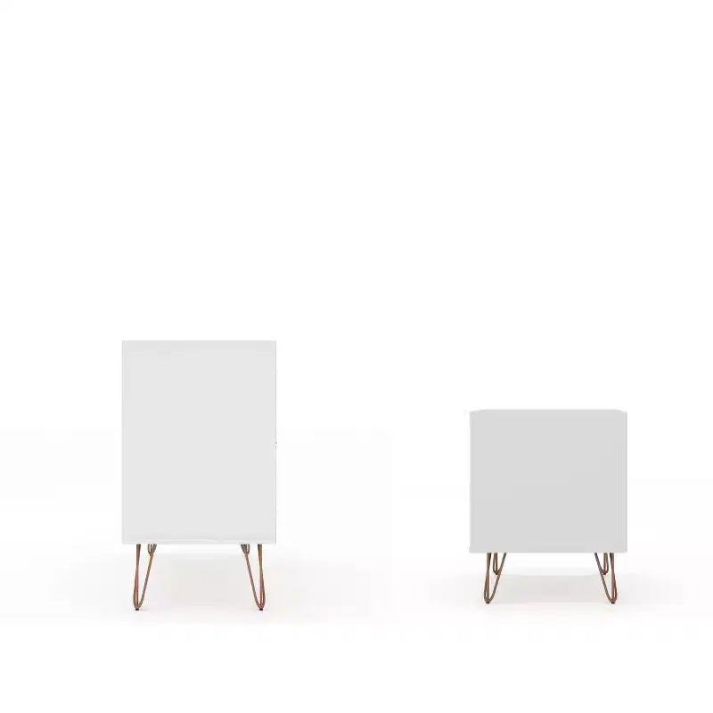 Cassettiera e Comodino Moderni Mid-Century Bianchi/Neri/Marrone, Set da 2 Pezzi