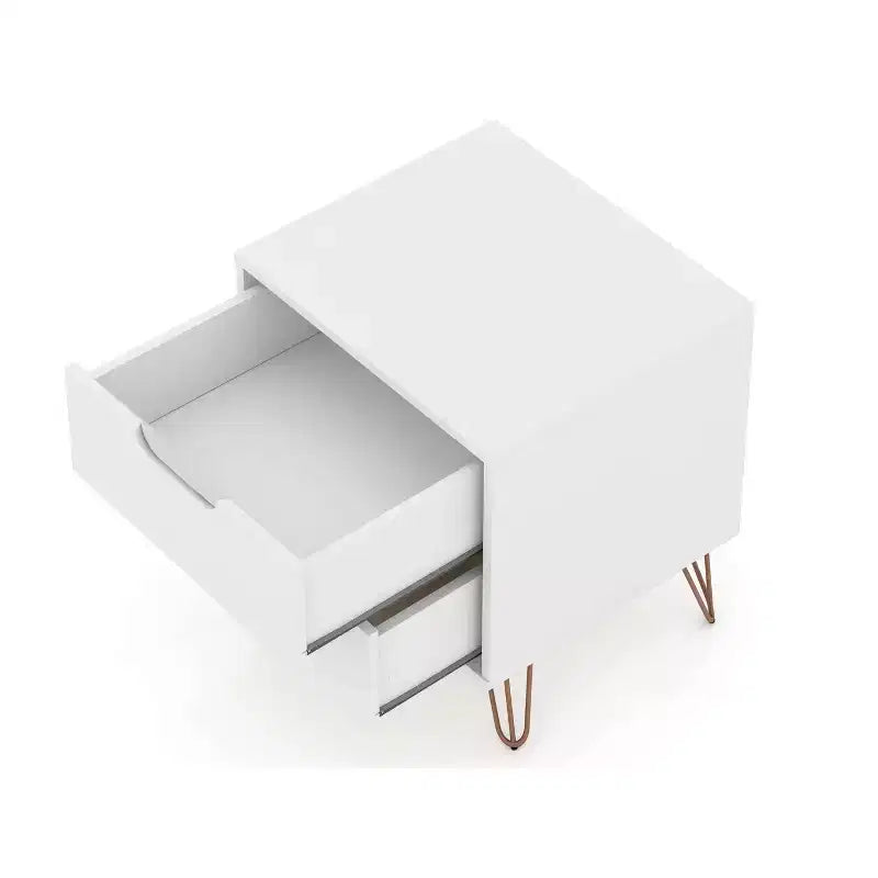Cassettiera e Comodino Moderni Mid-Century Bianchi/Neri/Marrone, Set da 2 Pezzi