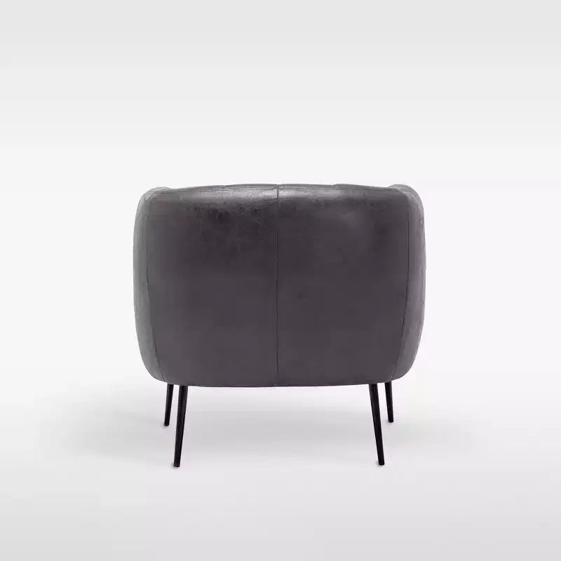 Poltrona a botte accentata in similpelle nera/marrone con canali – 1 posto