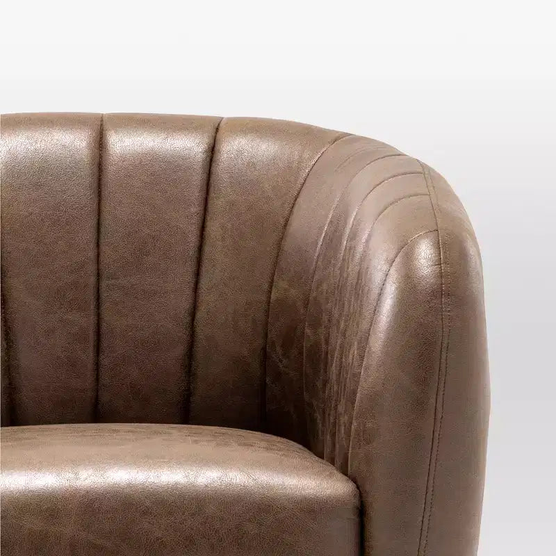 Poltrona a botte accentata in similpelle nera/marrone con canali – 1 posto