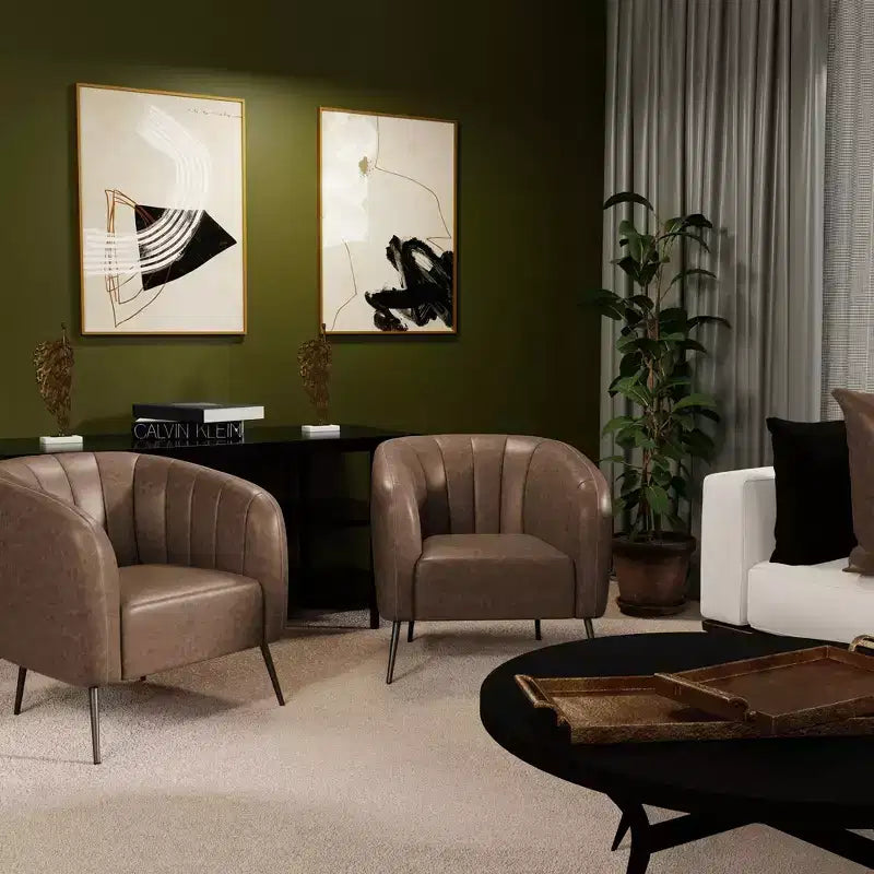 Poltrona a botte accentata in similpelle nera/marrone con canali – 1 posto