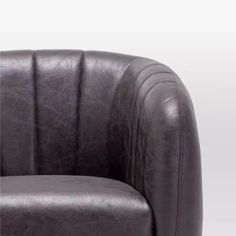 Poltrona a botte accentata in similpelle nera/marrone con canali – 1 posto