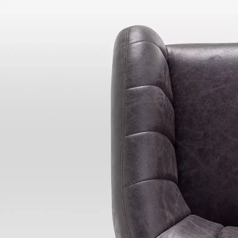 Poltrona a botte accentata in similpelle nera/marrone con canali – 1 posto