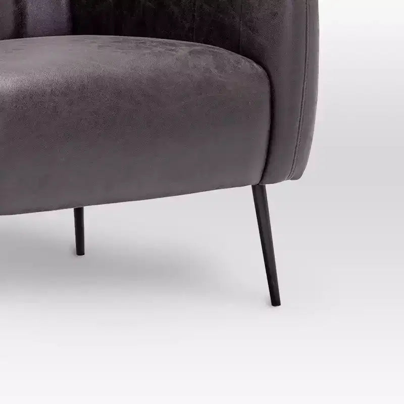 Poltrona a botte accentata in similpelle nera/marrone con canali – 1 posto