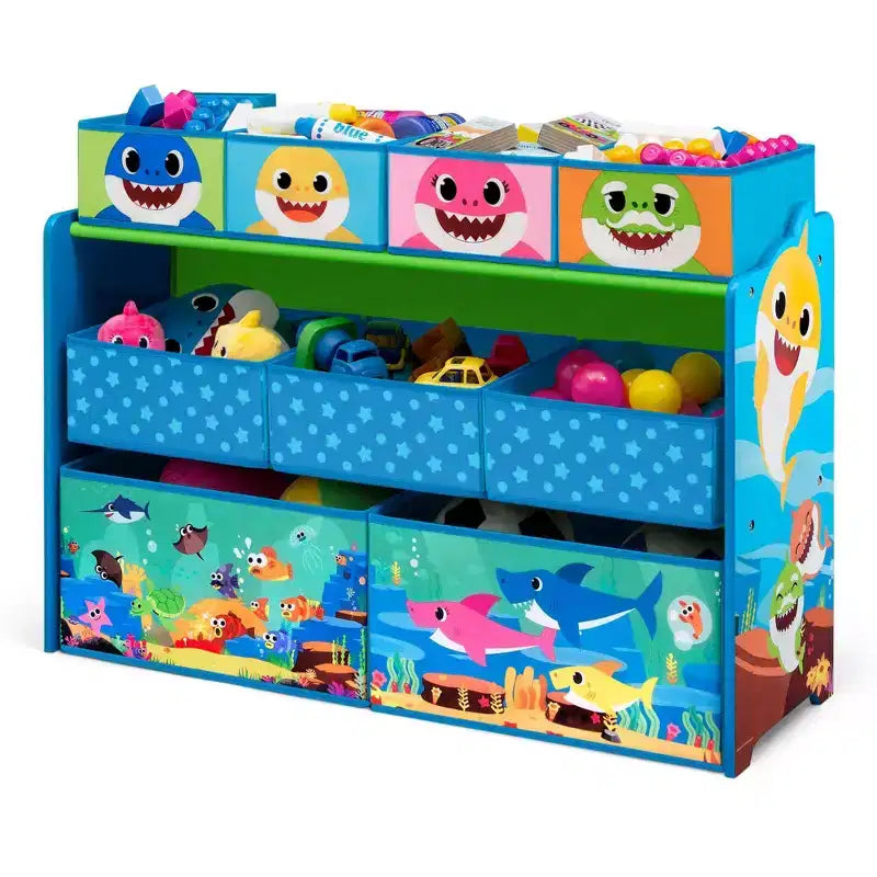 Organizzatore di giocattoli in legno naturale a 3 ripiani e 9 contenitori, per bambini dai 3 anni in su
