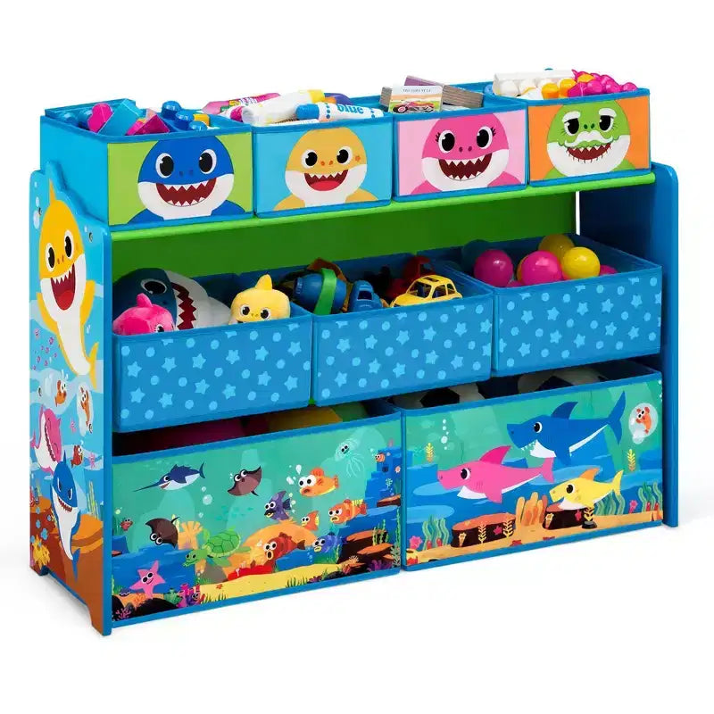 Organizzatore di giocattoli in legno naturale a 3 ripiani e 9 contenitori, per bambini dai 3 anni in su